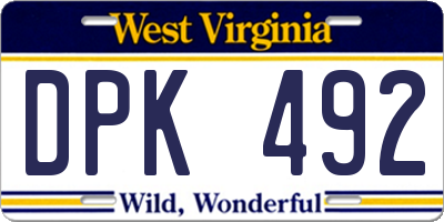 WV license plate DPK492