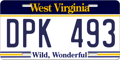 WV license plate DPK493