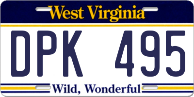 WV license plate DPK495