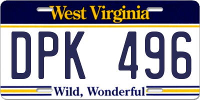 WV license plate DPK496