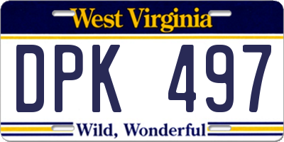 WV license plate DPK497