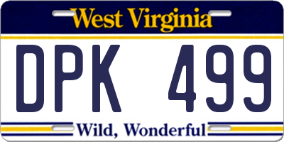 WV license plate DPK499