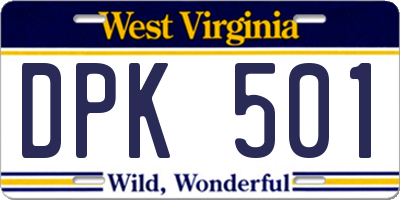 WV license plate DPK501