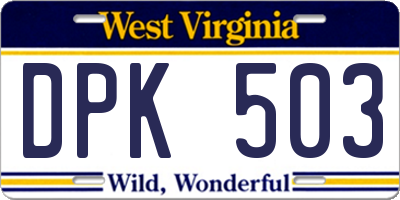 WV license plate DPK503