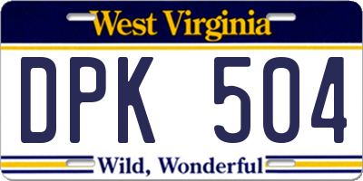 WV license plate DPK504