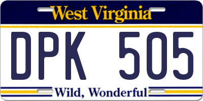 WV license plate DPK505