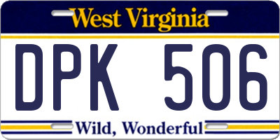 WV license plate DPK506