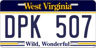 WV license plate DPK507