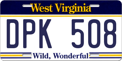 WV license plate DPK508