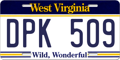 WV license plate DPK509