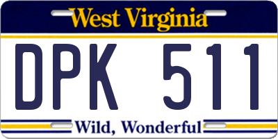 WV license plate DPK511