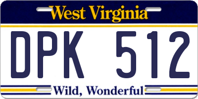 WV license plate DPK512