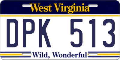 WV license plate DPK513