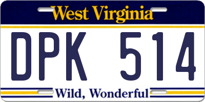 WV license plate DPK514
