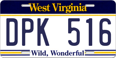 WV license plate DPK516