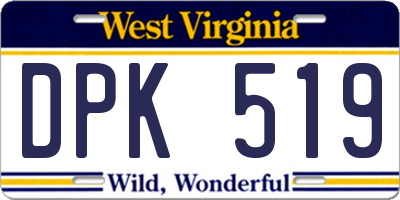 WV license plate DPK519