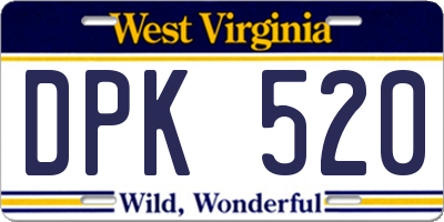 WV license plate DPK520