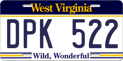 WV license plate DPK522