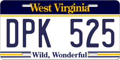 WV license plate DPK525