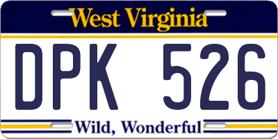 WV license plate DPK526