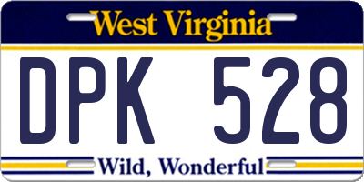 WV license plate DPK528