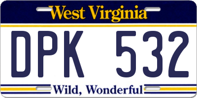 WV license plate DPK532