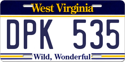 WV license plate DPK535