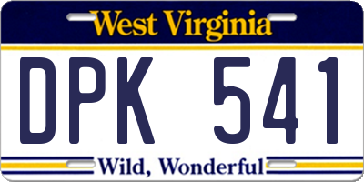 WV license plate DPK541