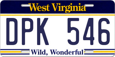 WV license plate DPK546
