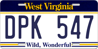 WV license plate DPK547