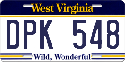 WV license plate DPK548