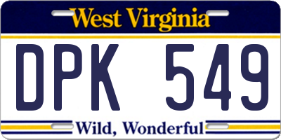 WV license plate DPK549