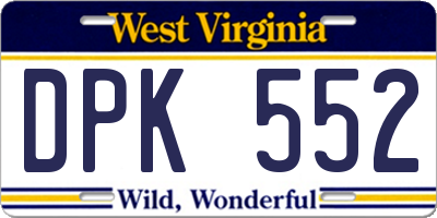 WV license plate DPK552