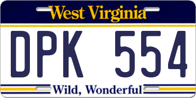 WV license plate DPK554