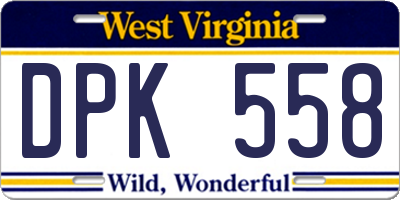 WV license plate DPK558