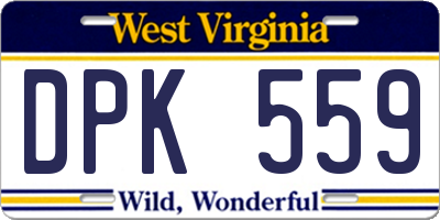 WV license plate DPK559