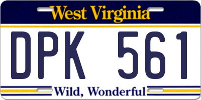 WV license plate DPK561