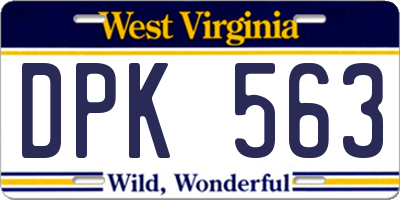 WV license plate DPK563