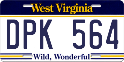 WV license plate DPK564