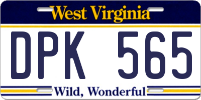 WV license plate DPK565