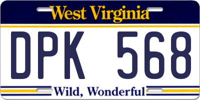 WV license plate DPK568