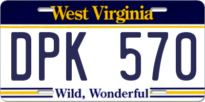WV license plate DPK570