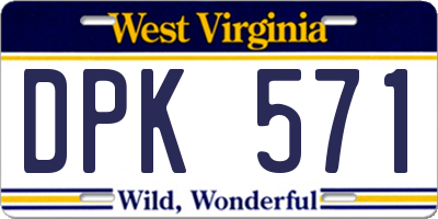 WV license plate DPK571