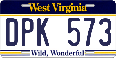 WV license plate DPK573