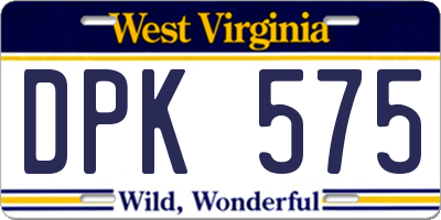 WV license plate DPK575