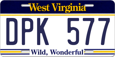 WV license plate DPK577
