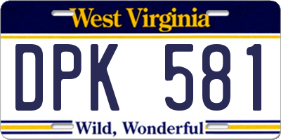 WV license plate DPK581