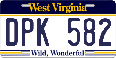WV license plate DPK582
