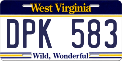 WV license plate DPK583