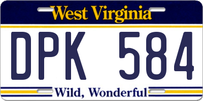 WV license plate DPK584